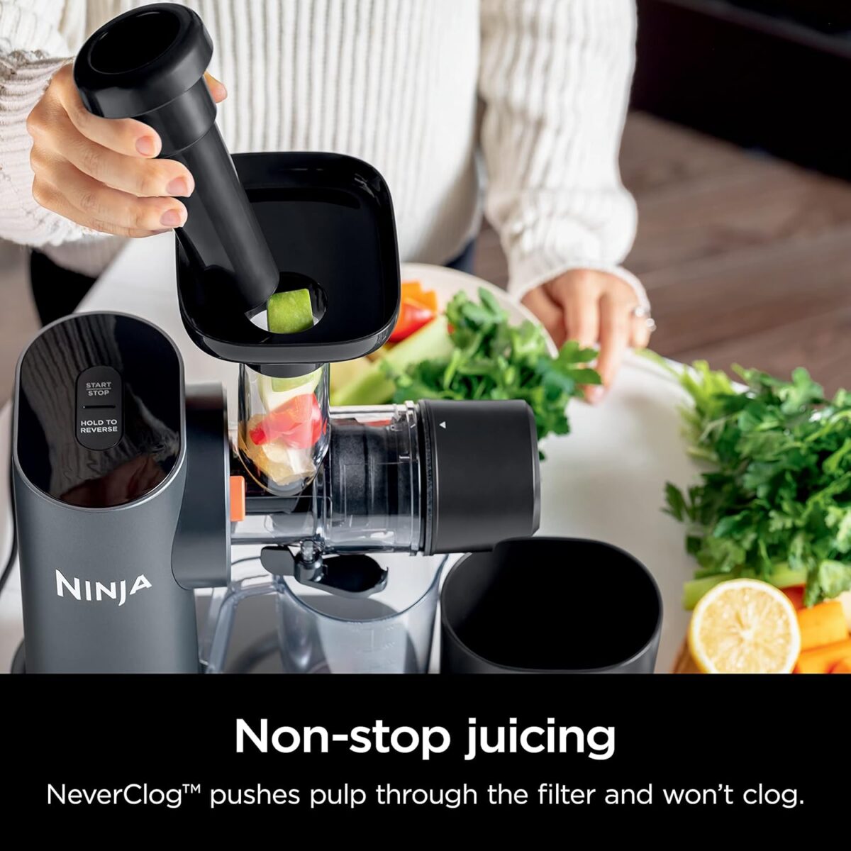 آب‌میوه‌گیری پرس سرد نینجا مدل Ninja NeverClog Cold Press Juicer JC151ANZ - Image 9